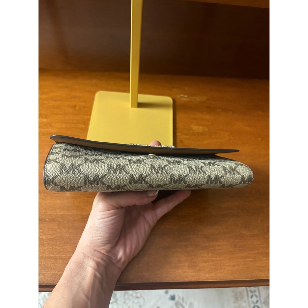 Michael Kors Logo Wallet on Chain Crossbody Saffiano &‎ MK Canvas - Picture 5 of 9